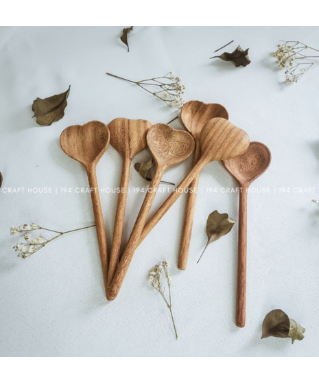 Straight Wooden Heart Spoon - Kitchen Serving Utensil